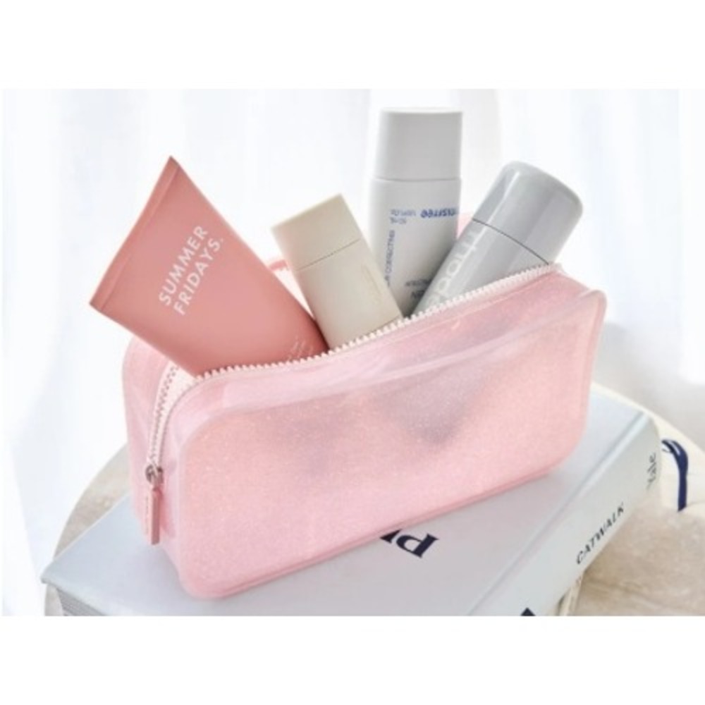 Case-Mate Cosmetic Bag Women Pink Glitter Waterproof Makeup Pouch Zip Case - Picture 3 of 3